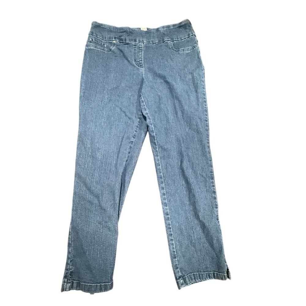Ruby Rd. Women's Blue Denim Pull-On Petite Cotton Polyester Crop Jeans Size 12P